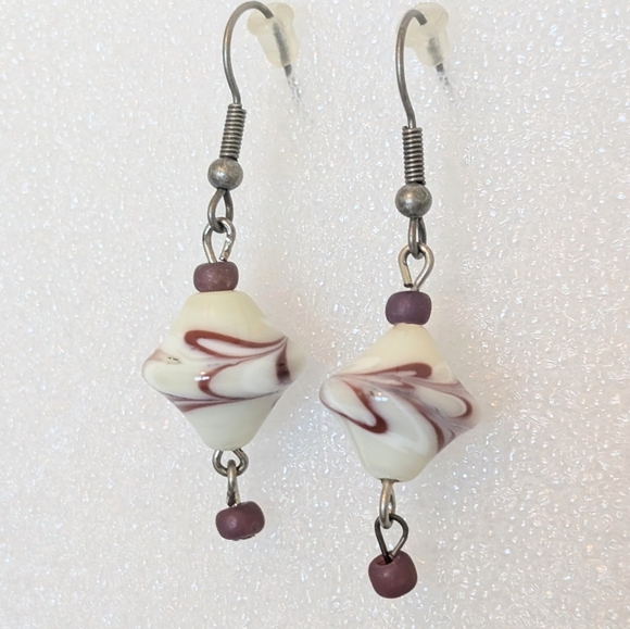 Handmade Jewelry - Murano Art Glass New 2" Dangle Drop Hook Earrings